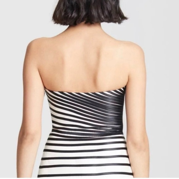 Halston Silk Illusion Colorblock Striped Faille Women's Cocktail A-Line Dress - Picture 5 of 12